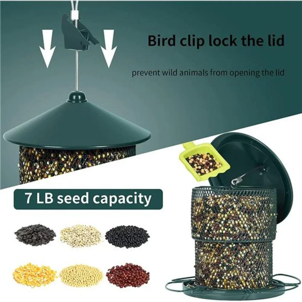 Wild Bird Feeders Outside Hanging for Wild Birds, Large Metal Bird Feeders